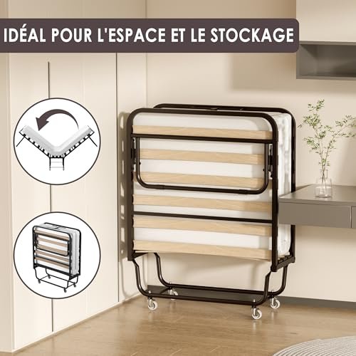 Lit pliant 1 personne DEWINNER 90x190 pratique