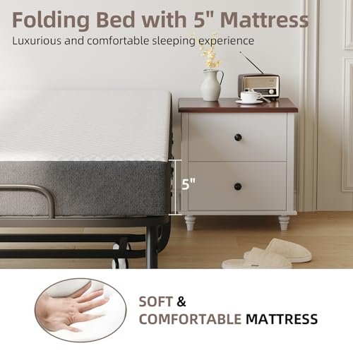 Lit pliant 190 x 80 avec matelas 200 kg