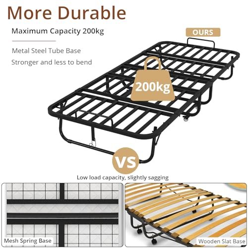 Lit pliant 90 x 200 VOWNER 1 personne 200 kg confortable