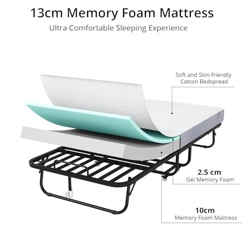 Lit pliant 90 x 200 VOWNER 1 personne 200 kg confortable