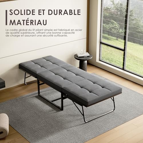 Lit pliant 76 x 197 DEWINNER 1 personne pour bureau et invités