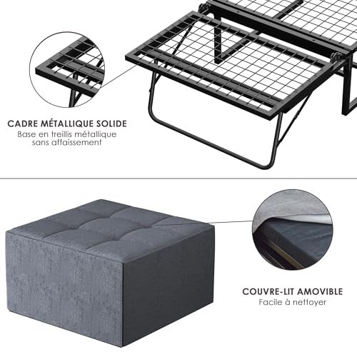 Lit pliant 76 x 197 DEWINNER 1 personne pour bureau et invités