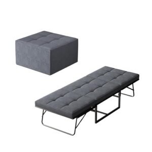 DEWINNER Lit Pliant 76x197 CM, Canapé-lit 1 Personne pour Adult，Dossier réglable sur 5 Positions，Lit Pliant Portatif pour Bureau, Chambre d'amis, Aucun Assemblage requis