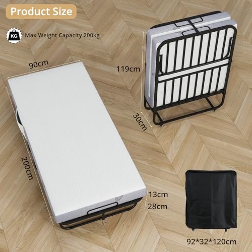 Lit pliant 90 x 200 VOWNER 1 personne 200 kg confortable