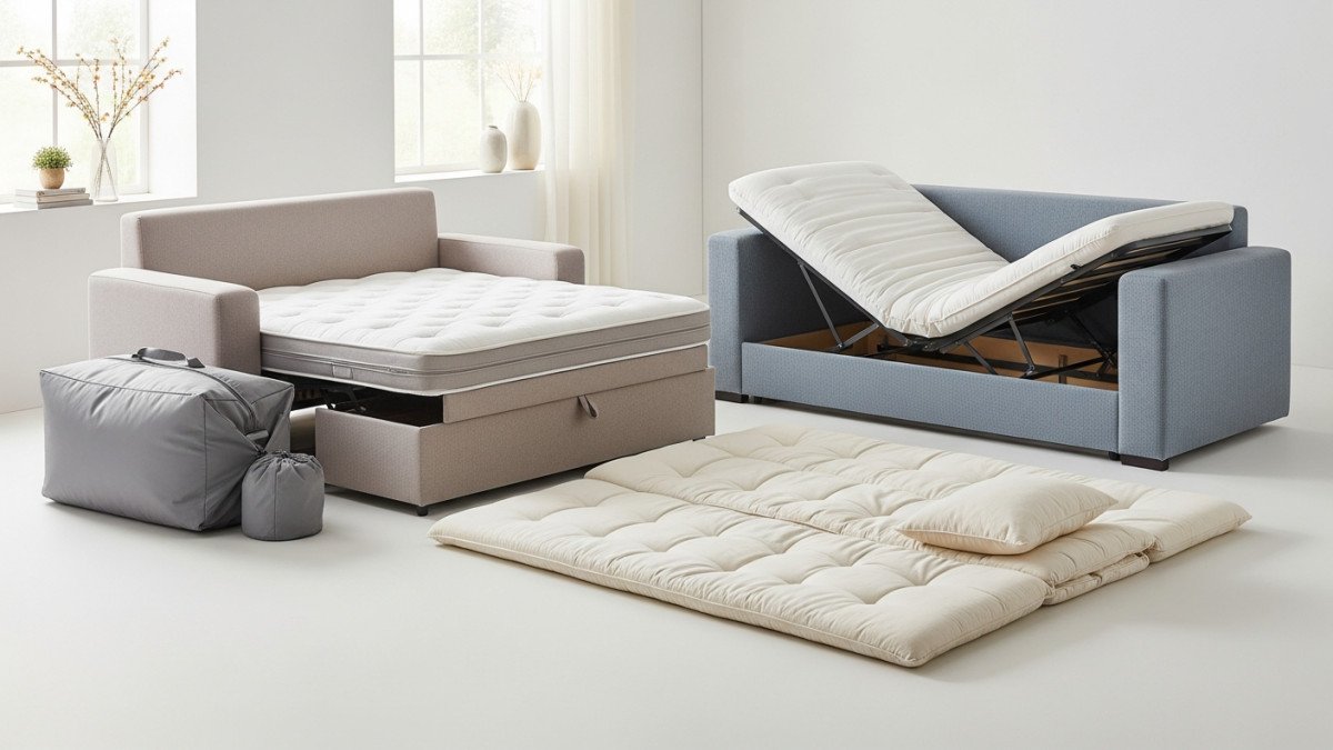 Illustration du sujet : Couchage d&rsquo;appoint : les 7 questions à se poser avant d&rsquo;acheter – Vous recevez régulièrement famille ou amis sans disposer de…