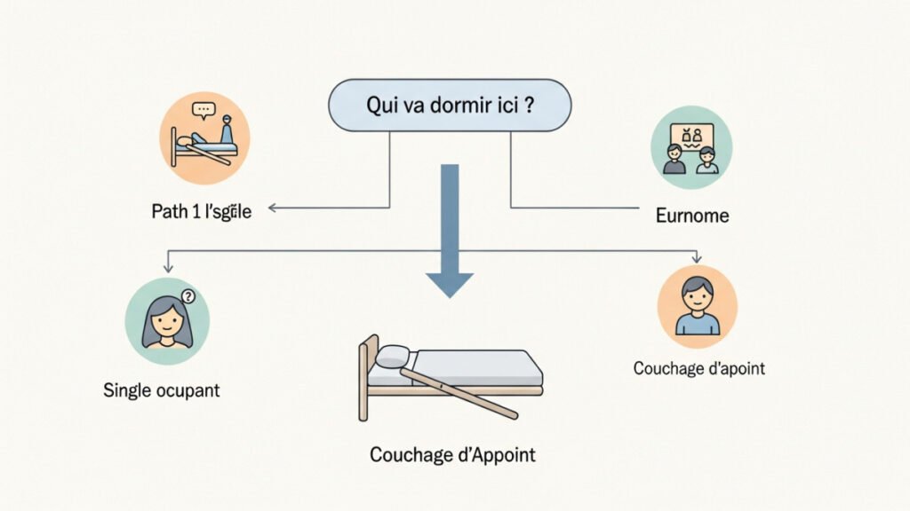Illustration de la section : Qui va dormir sur ce couchage d'appoint ? – En clair :