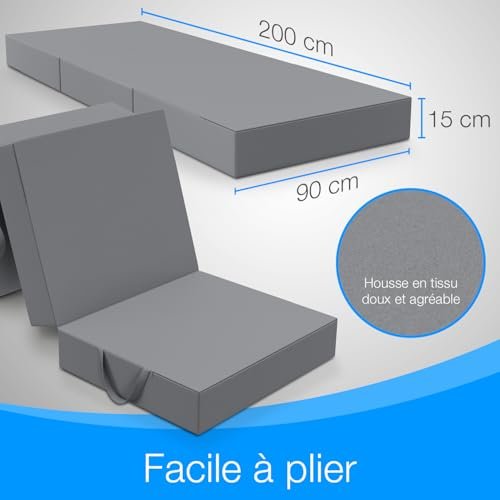 Matelas pliant ELONEO 90 x 200 1 personne confort