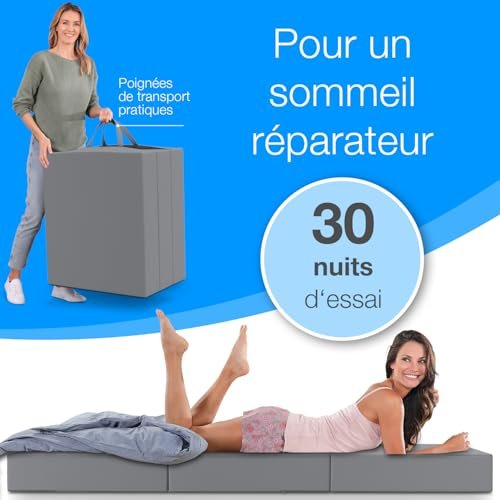 Matelas pliant ELONEO 90 x 200 1 personne confort