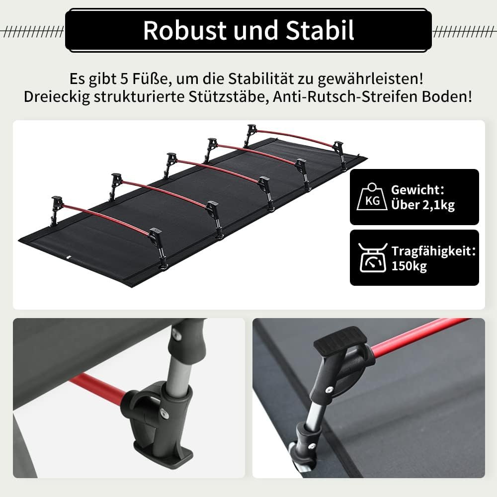 Lit de camping TOMOUNT 150 kg pour extérieur et bureau