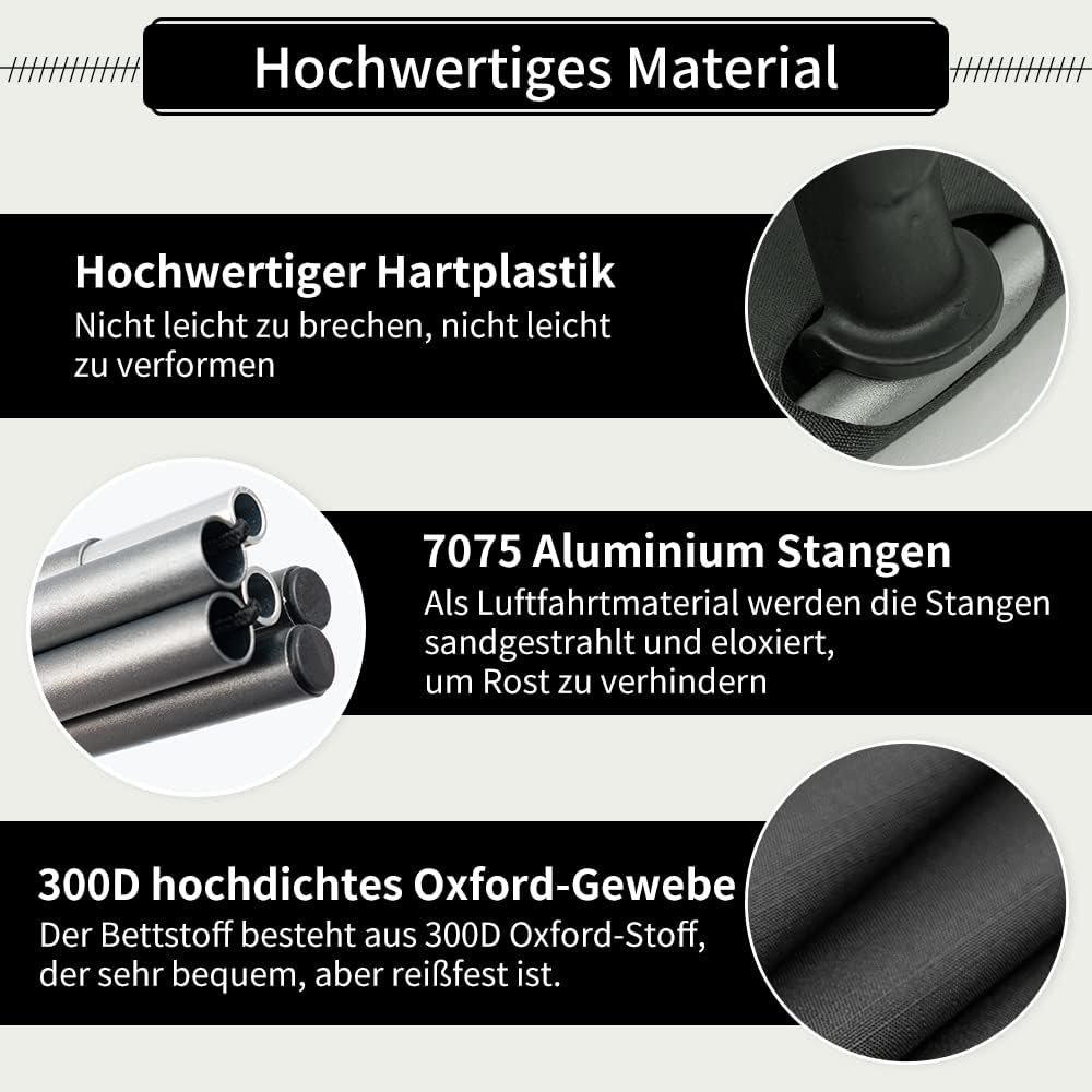 Lit de camping TOMOUNT 150 kg pour extérieur et bureau