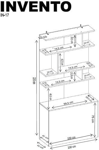 MAXIMAHOUSE Invento 140×200 : lit escamotable vertical avec canapé d’angle, bibliothèque et LED