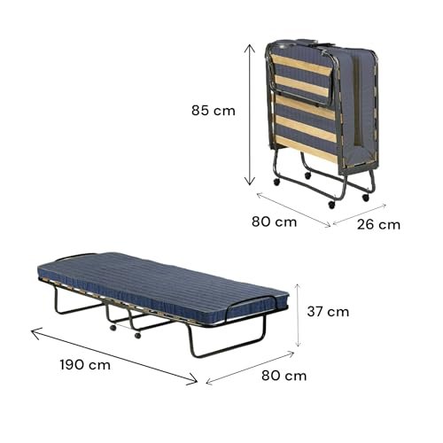 Lit pliant 190 x 80 Dmora 1 personne gain de place