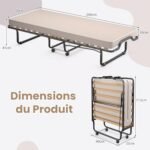 Lit pliant COSTWAY 1 personne 120 kg avec matelas orthopédique